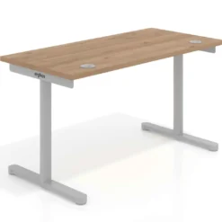 Mesa de Escritorio pata en T, fondo 80cm, estructura blanca, sobre ergonómico
