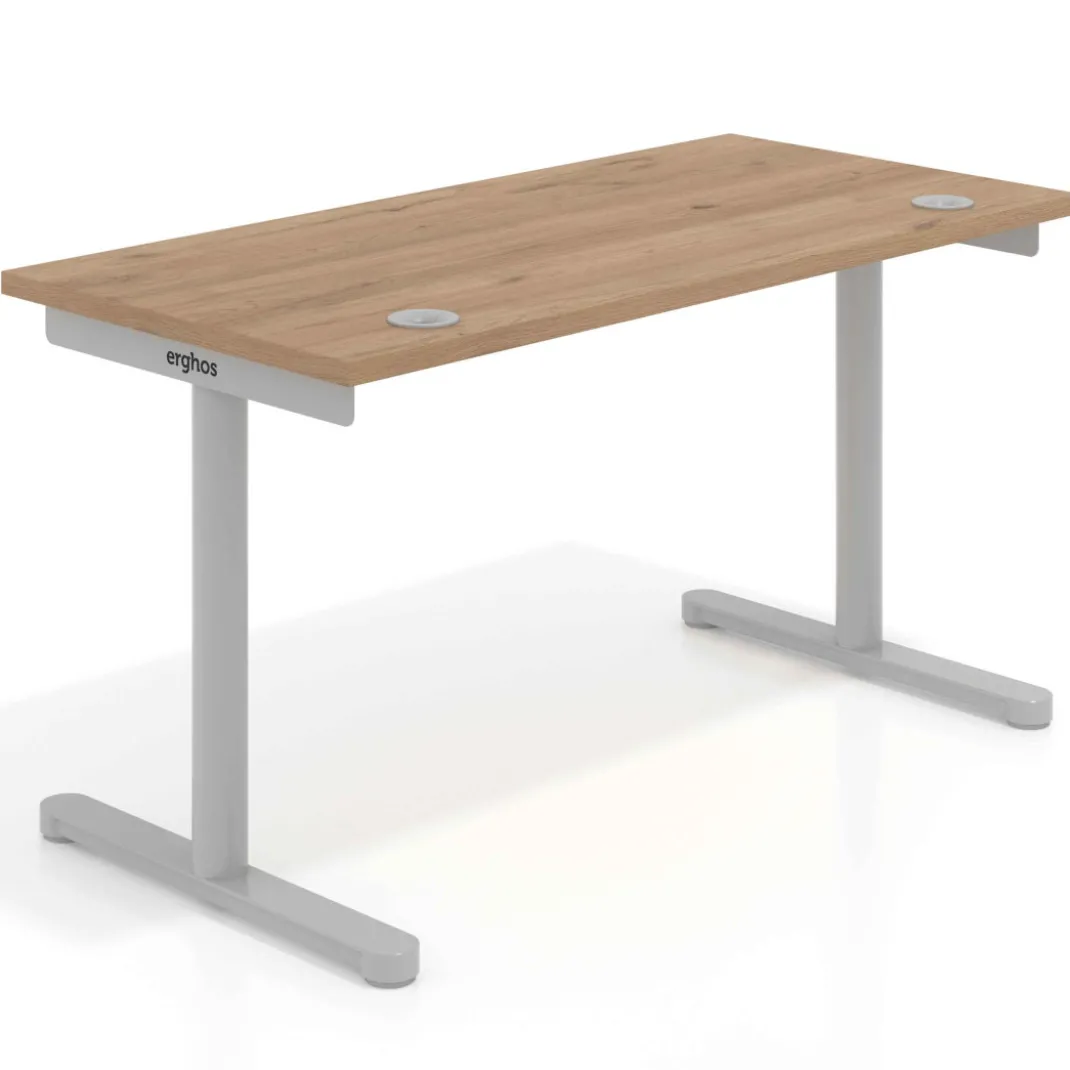 Mesa de Escritorio pata en T, fondo 80cm, estructura blanca, sobre ergonómico