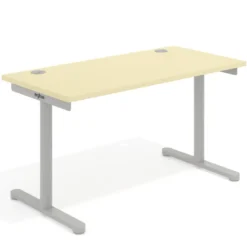 Mesa de Escritorio pata en T, fondo 80cm, estructura blanca, sobre ergonómico
