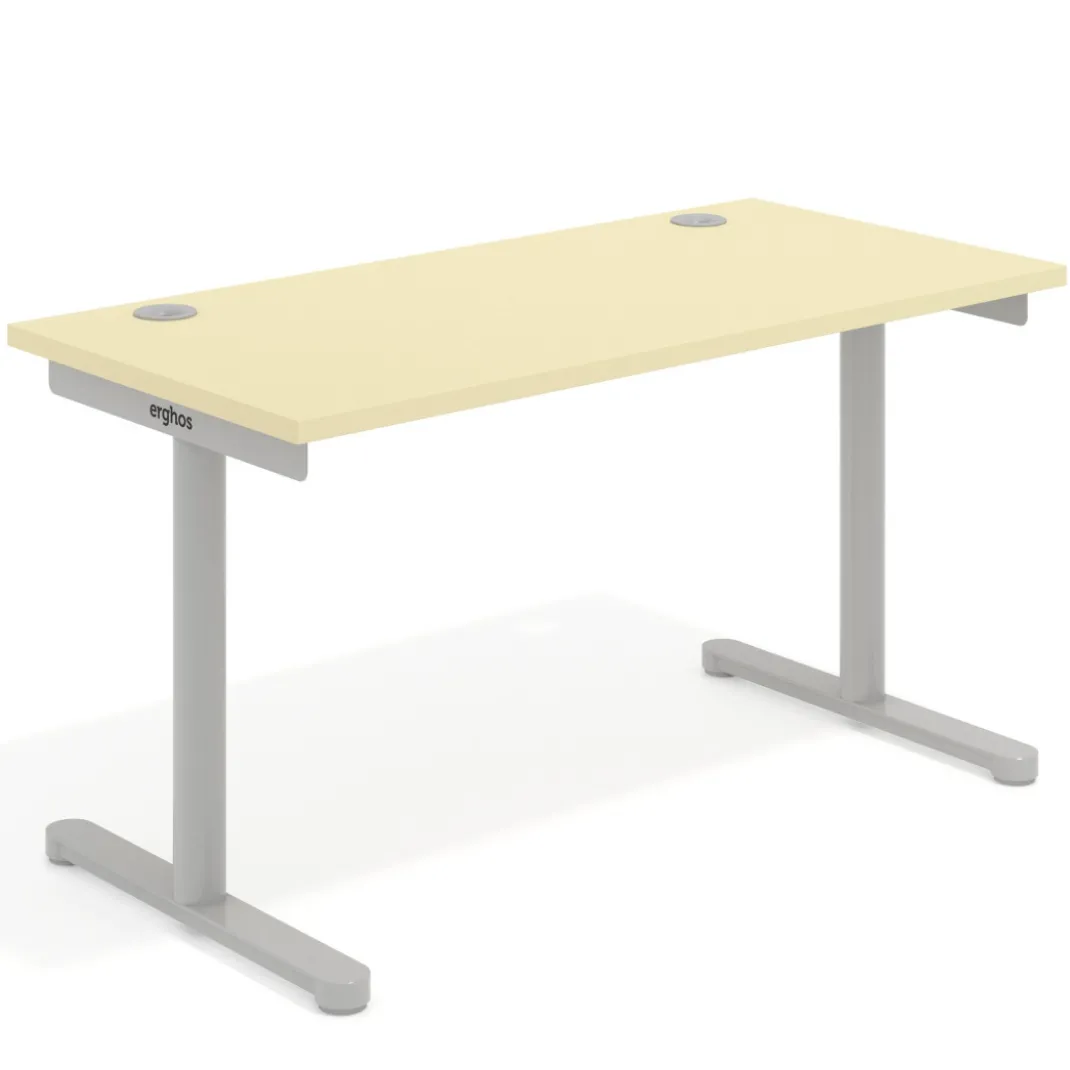 Mesa de Escritorio pata en T, fondo 80cm, estructura blanca, sobre ergonómico