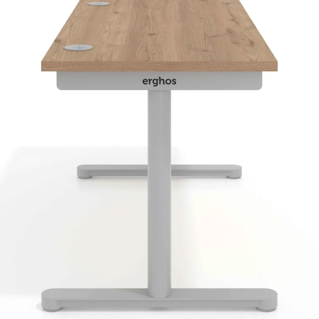 Mesa de Escritorio pata en T, fondo 80cm, estructura blanca, sobre ergonómico