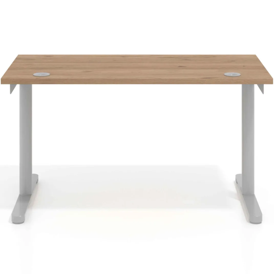 Mesa de Escritorio pata en T, fondo 80cm, estructura blanca, sobre ergonómico