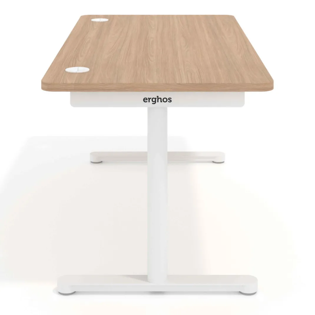 Mesa de Escritorio pata en T, fondo 80cm, estructura blanca, sobre ergonómico
