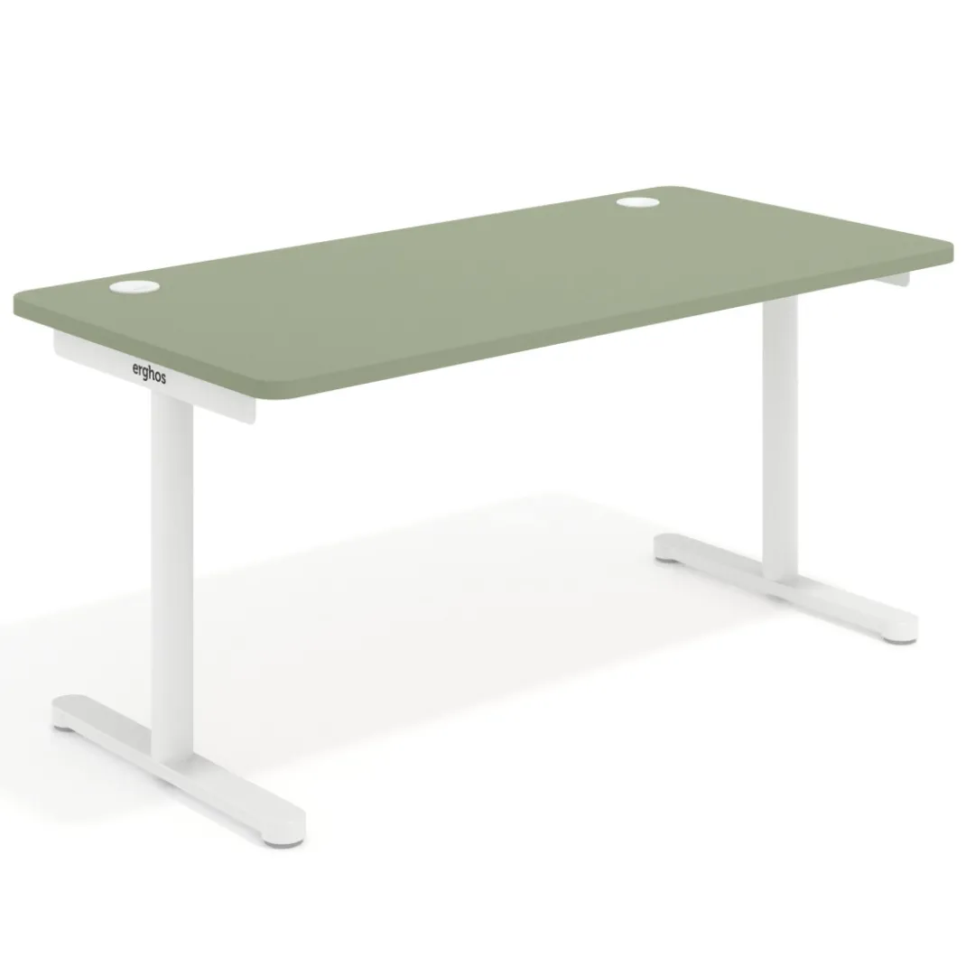 Mesa de Escritorio pata en T, fondo 80cm, estructura blanca, sobre ergonómico