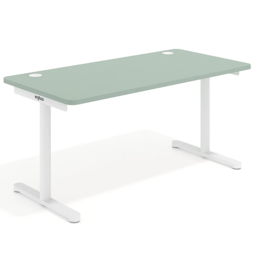 Mesa de Escritorio pata en T, fondo 80cm, estructura blanca, sobre ergonómico