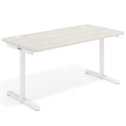 Mesa de Escritorio pata en T, fondo 80cm, estructura blanca, sobre ergonómico