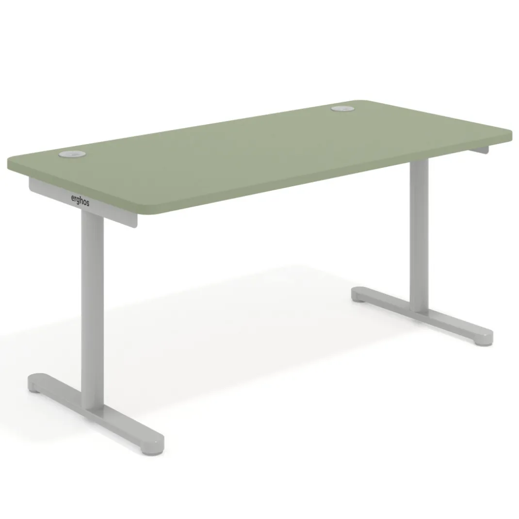 Mesa de Escritorio pata en T, fondo 80cm, estructura aluminio, sobre ergonómico