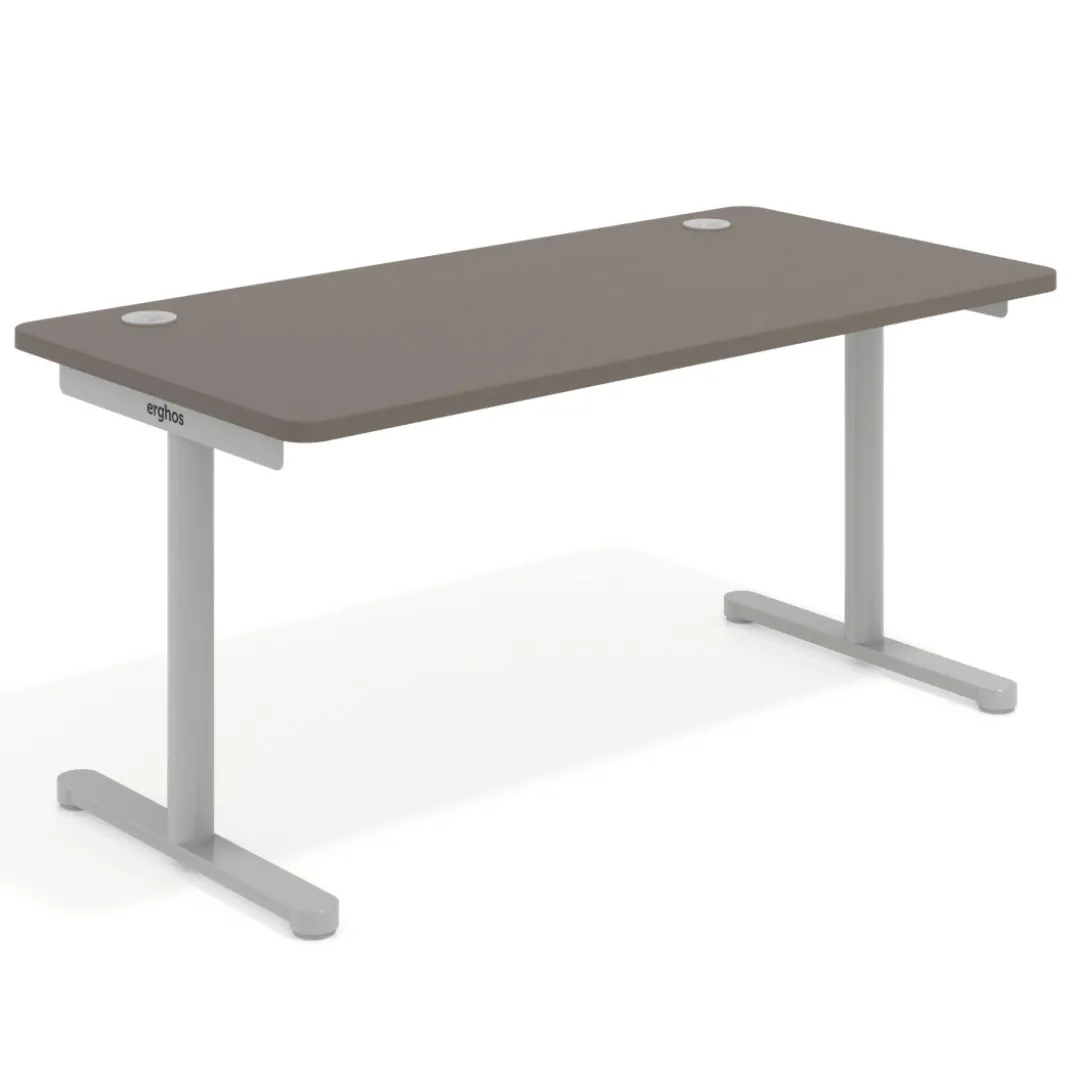Mesa de Escritorio pata en T, fondo 80cm, estructura aluminio, sobre ergonómico