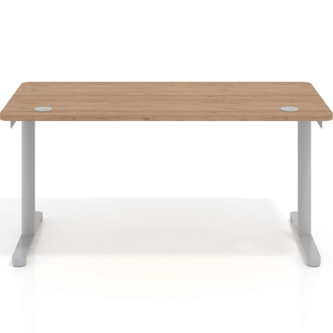 Mesa de Escritorio pata en T, fondo 80cm, estructura aluminio, sobre ergonómico