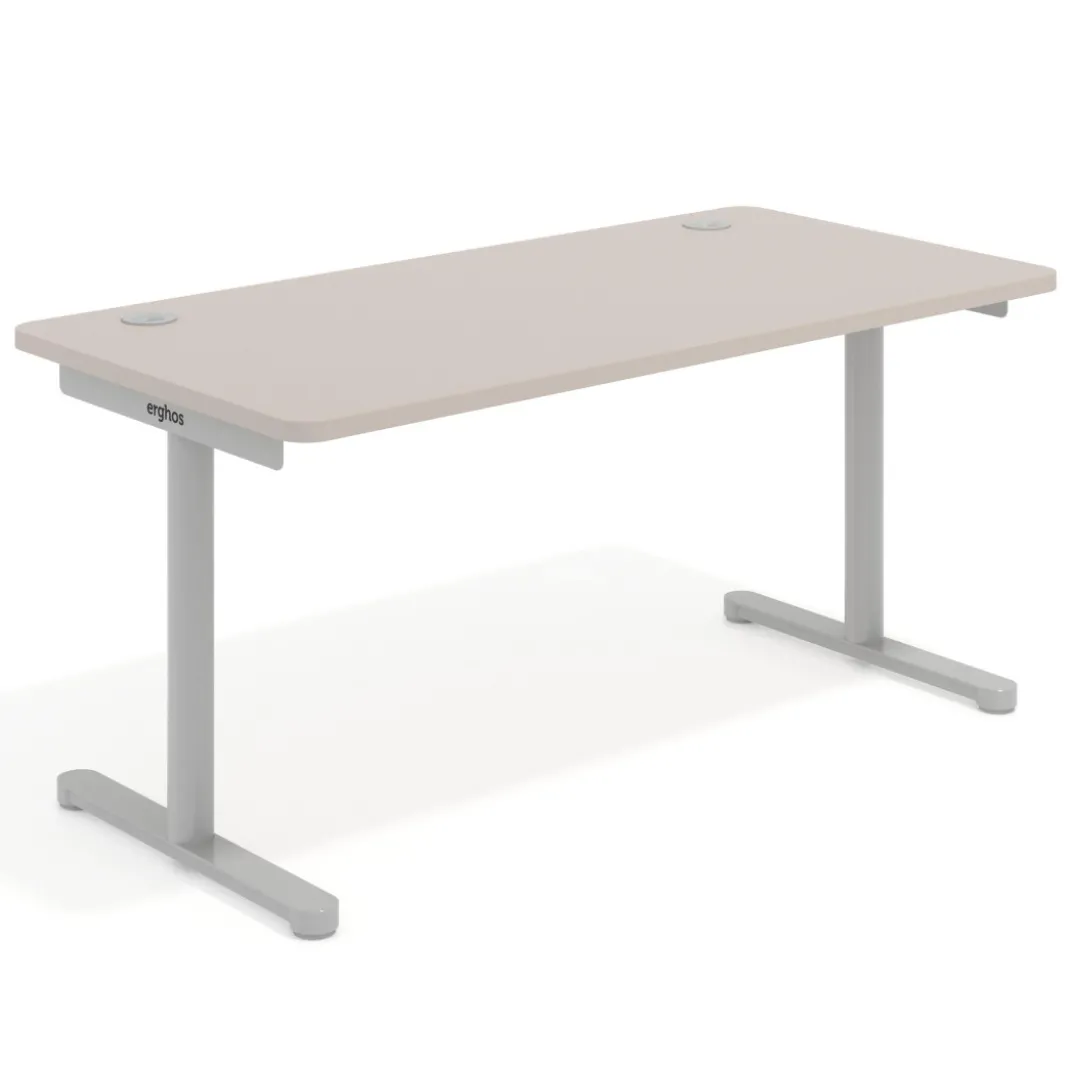 Mesa de Escritorio pata en T, fondo 80cm, estructura aluminio, sobre ergonómico