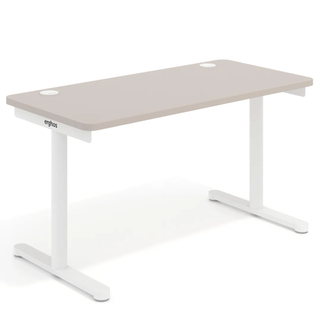 Mesa de Escritorio pata en T, fondo 68cm, estructura blanca, sobre ergonómico