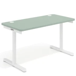 Mesa de Escritorio pata en T, fondo 68cm, estructura blanca, sobre ergonómico