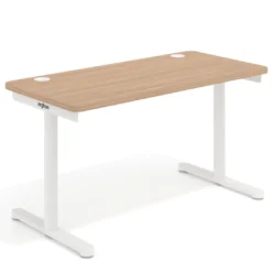 Mesa de Escritorio pata en T, fondo 68cm, estructura blanca, sobre ergonómico