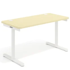 Mesa de Escritorio pata en T, fondo 68cm, estructura blanca, sobre ergonómico