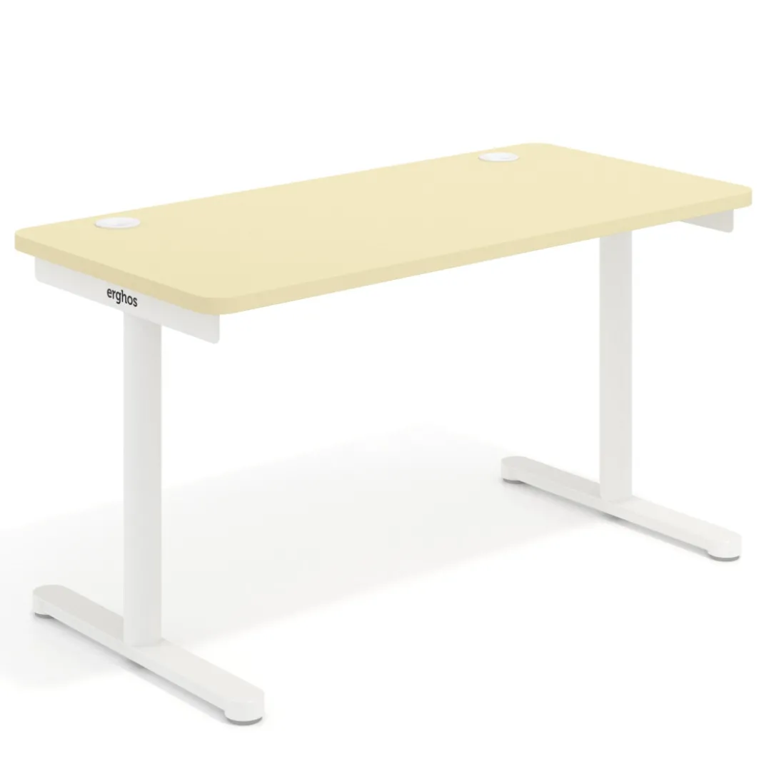 Mesa de Escritorio pata en T, fondo 68cm, estructura blanca, sobre ergonómico
