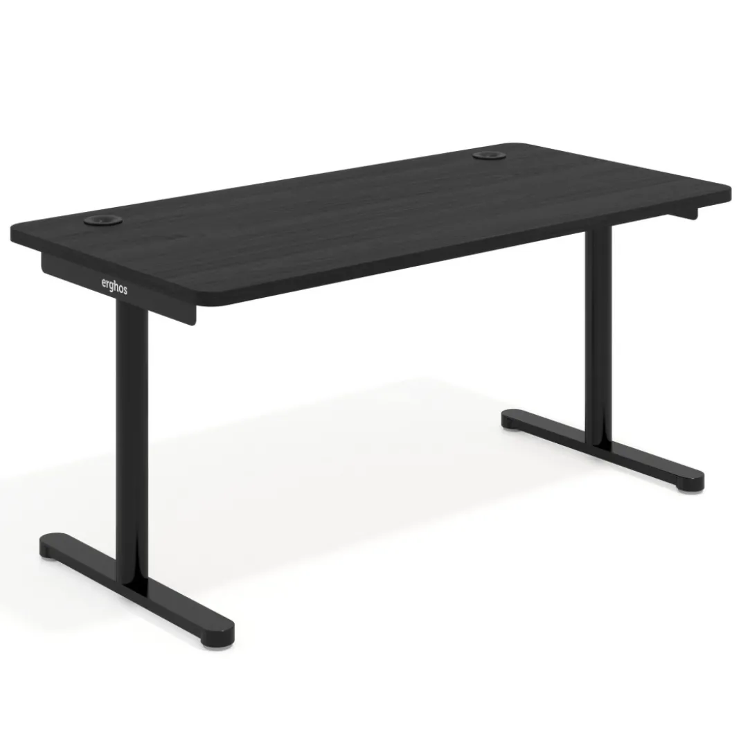 Mesa de Escritorio pata en T, fondo 80cm, estructura negra, sobre ergonómico