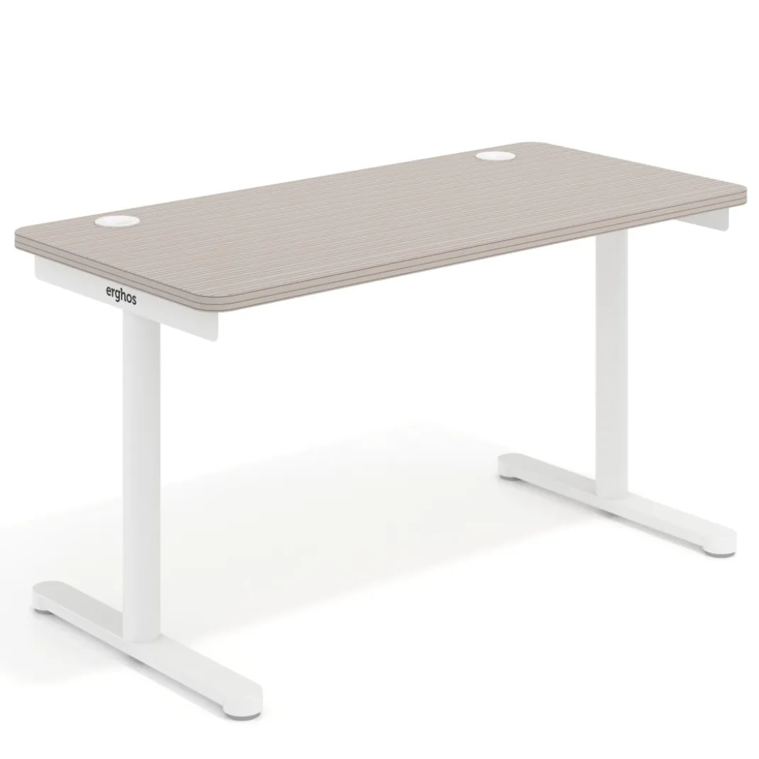 Mesa de Escritorio pata en T, fondo 68cm, estructura blanca, sobre ergonómico