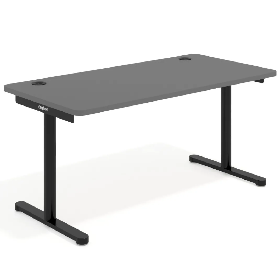 Mesa de Escritorio pata en T, fondo 80cm, estructura negra, sobre ergonómico