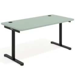 Mesa de Escritorio pata en T, fondo 80cm, estructura negra, sobre ergonómico