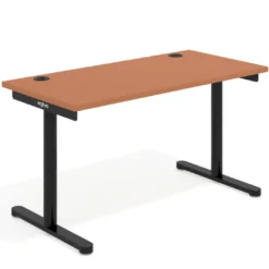 Mesa de Escritorio pata en T, fondo 68cm, estructura negra, sobre recto