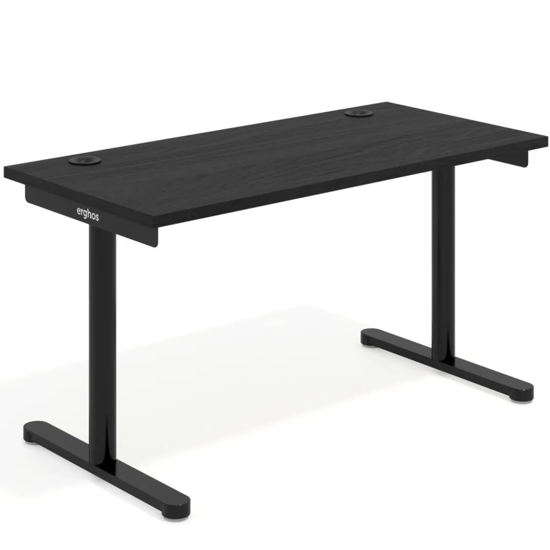 Mesa de Escritorio pata en T, fondo 68cm, estructura negra, sobre recto