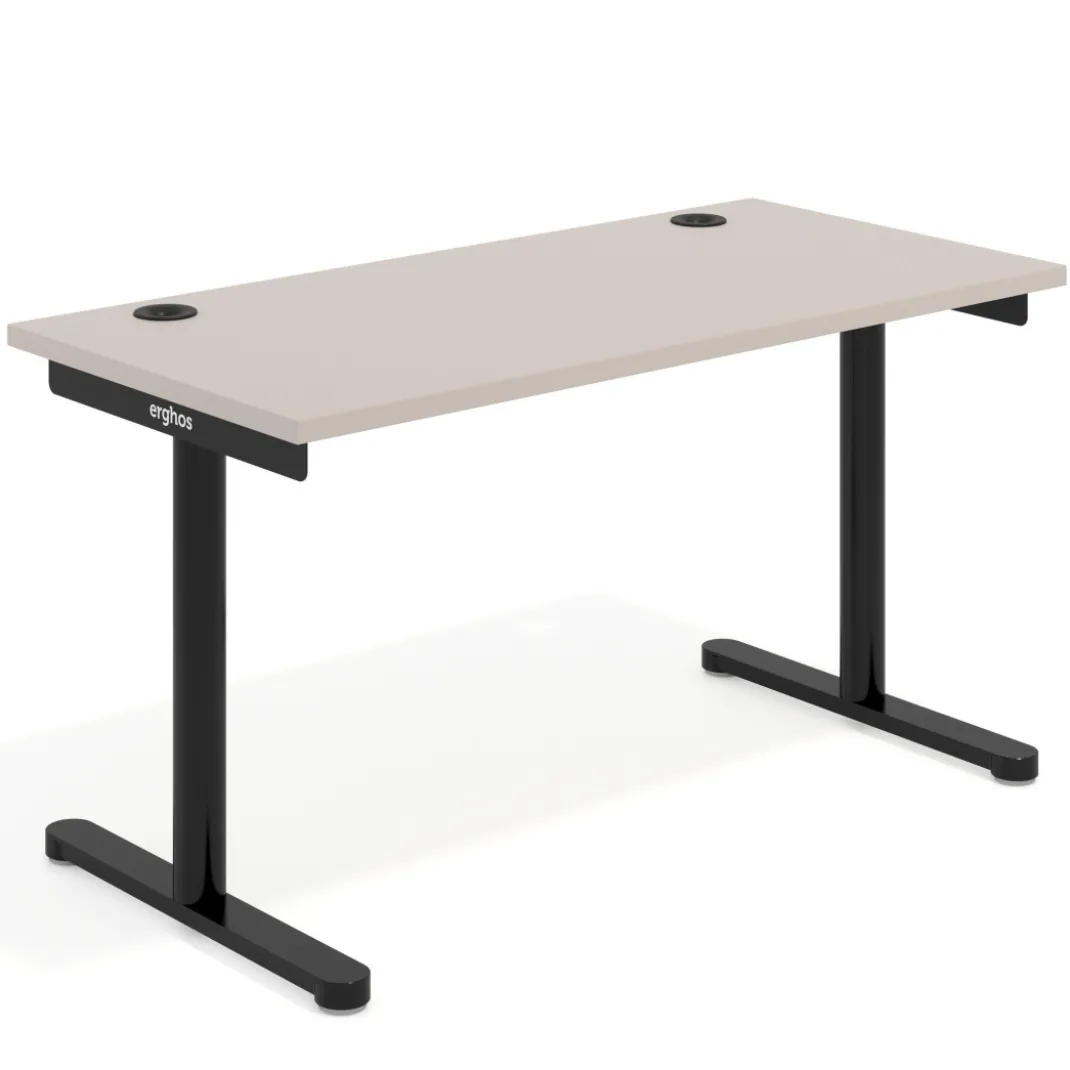 Mesa de Escritorio pata en T, fondo 68cm, estructura negra, sobre recto