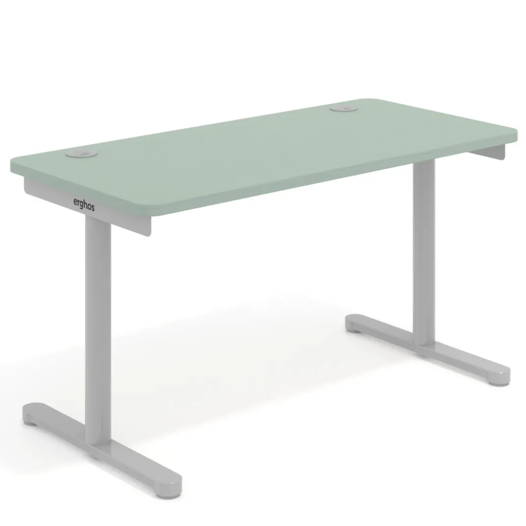 Mesa de Escritorio pata en T, fondo 68cm, estructura aluminio, sobre ergonómico