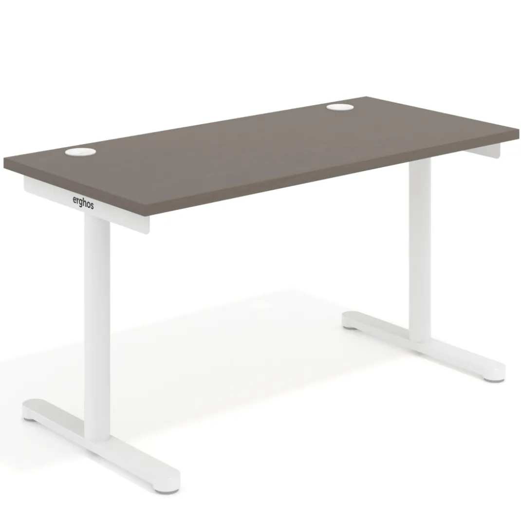 Mesa de Escritorio pata en T, fondo 68cm, estructura blanca, sobre recto