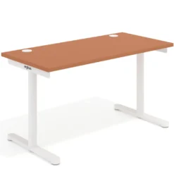 Mesa de Escritorio pata en T, fondo 68cm, estructura blanca, sobre recto