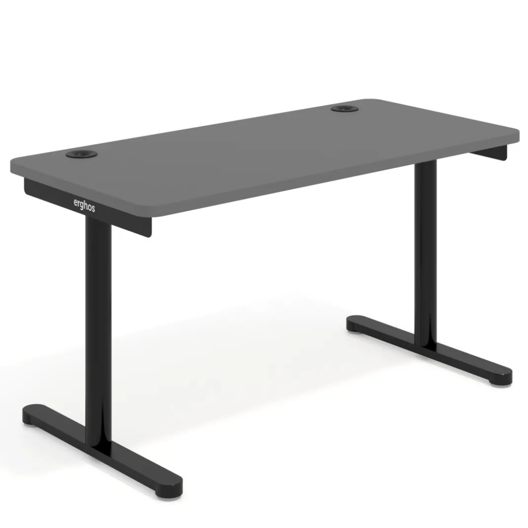Mesa de Escritorio pata en T, fondo 68cm, estructura negra, sobre ergonómico