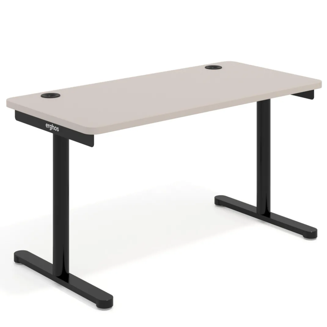 Mesa de Escritorio pata en T, fondo 68cm, estructura negra, sobre ergonómico