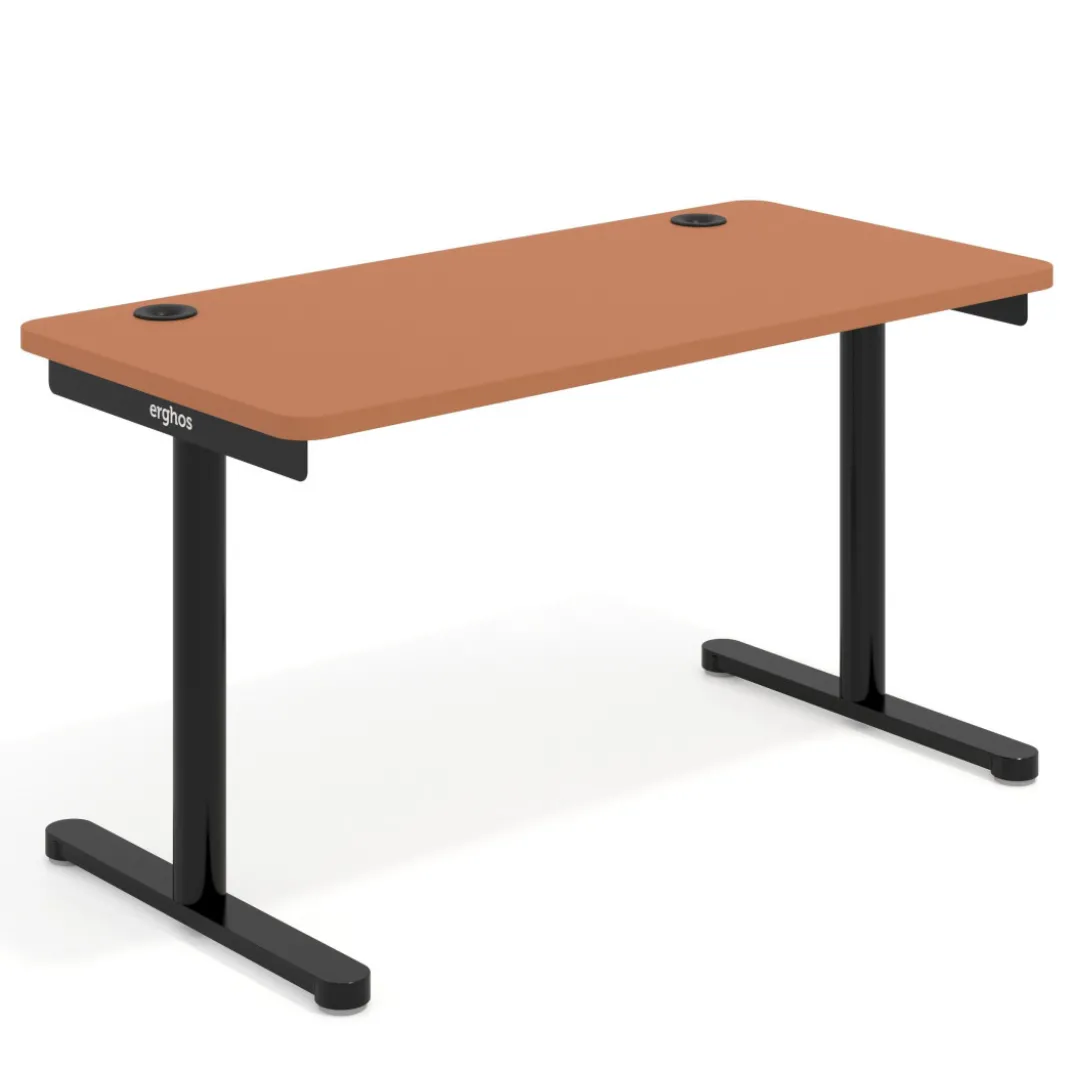 Mesa de Escritorio pata en T, fondo 68cm, estructura negra, sobre ergonómico