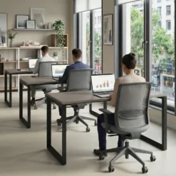 Mesa de escritorio pequeña Delta, fondo 60cm, estructura negra