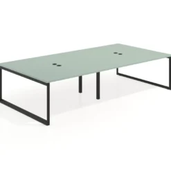Mesa de juntas rectangular doble fondo 166 cm, estructura negra