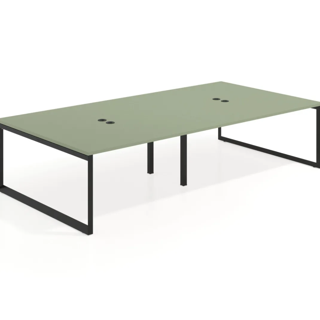 Mesa de juntas rectangular doble fondo 166 cm, estructura negra