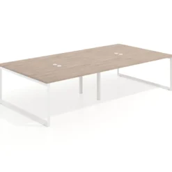 Mesa de juntas rectangular doble fondo 166 cm, estructura blanca