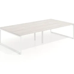 Mesa de juntas rectangular doble fondo 166 cm, estructura blanca