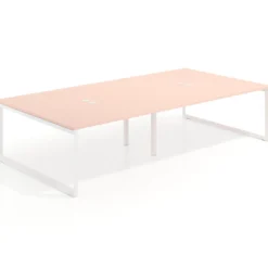 Mesa de juntas rectangular doble fondo 166 cm, estructura blanca