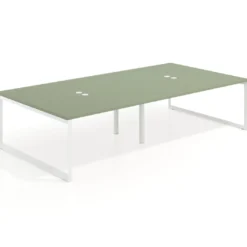 Mesa de juntas rectangular doble fondo 166 cm, estructura blanca