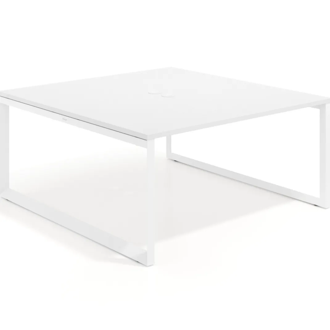 Mesa de juntas rectangular fondo 166 cm, estructura blanca