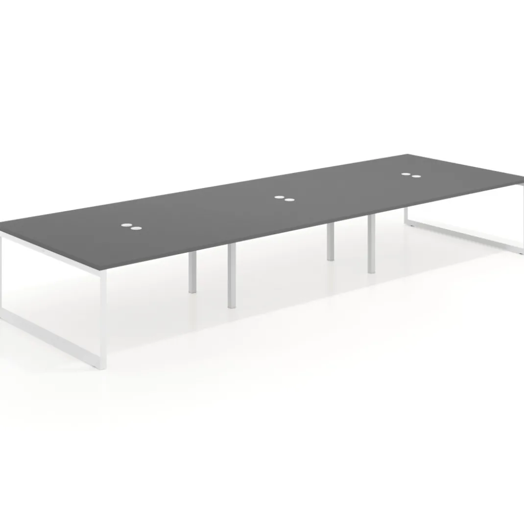 Mesa de juntas rectangular triple fondo 166 cm, estructura blanca