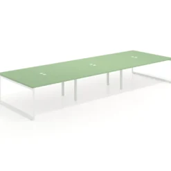 Mesa de juntas rectangular triple fondo 166 cm, estructura blanca