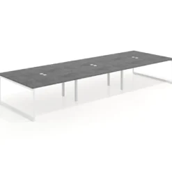 Mesa de juntas rectangular triple fondo 166 cm, estructura blanca