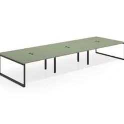 Mesa de juntas rectangular triple fondo 166 cm, estructura negra