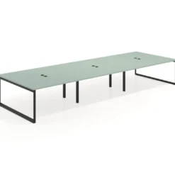 Mesa de juntas rectangular triple fondo 166 cm, estructura negra