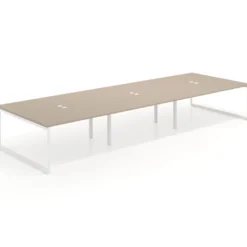 Mesa de juntas rectangular triple fondo 166 cm, estructura blanca