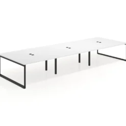 Mesa de juntas rectangular triple fondo 166 cm, estructura negra
