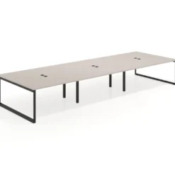 Mesa de juntas rectangular triple fondo 166 cm, estructura negra