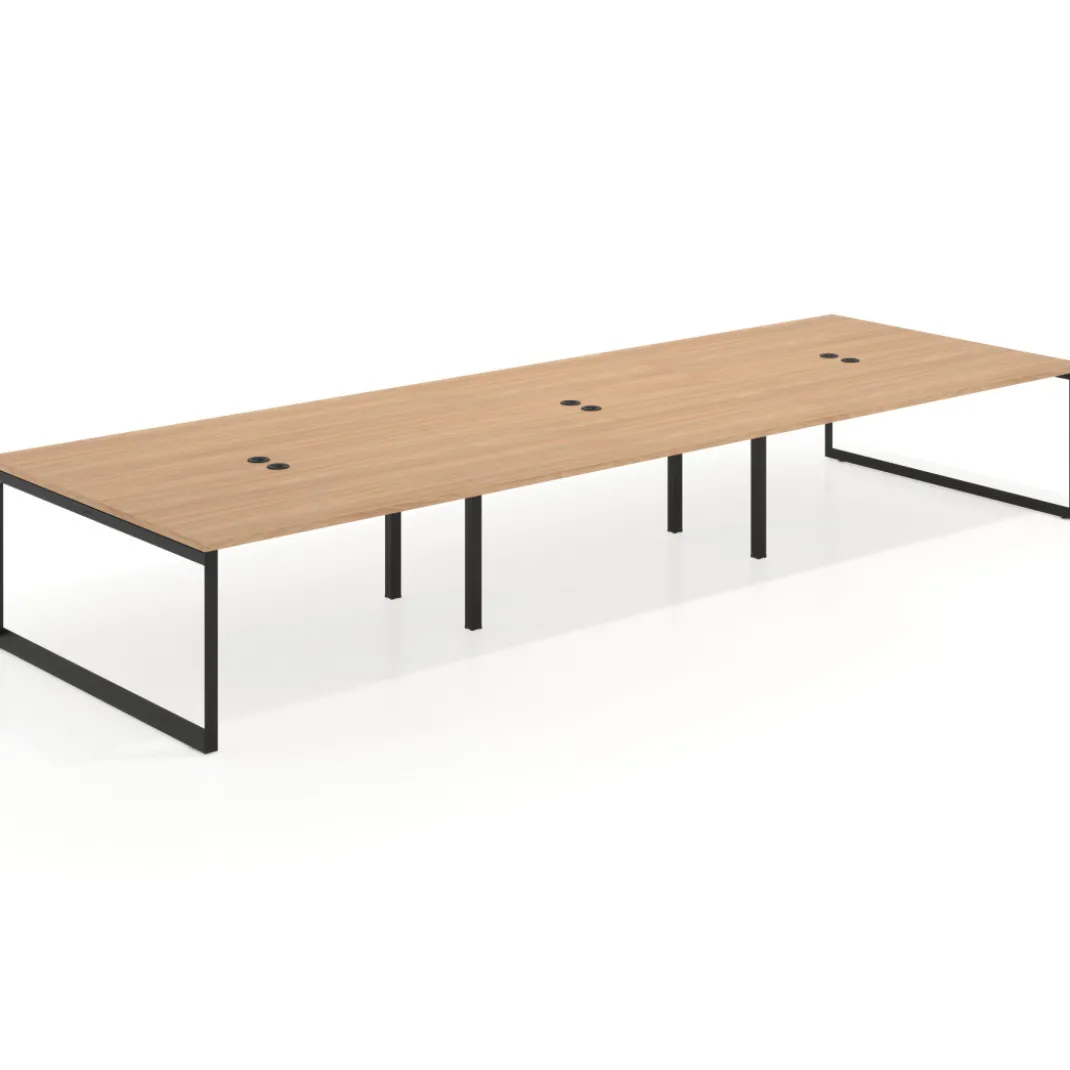 Mesa de juntas rectangular triple fondo 166 cm, estructura negra