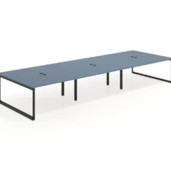 Mesa de juntas rectangular triple fondo 166 cm, estructura negra